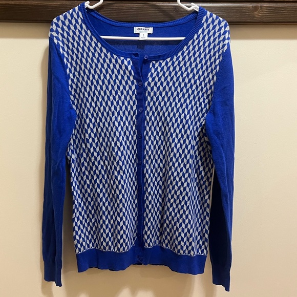 Old Navy Sweaters - Old Navy Blue Checkered Button Up Cardigan/Sweater Size M